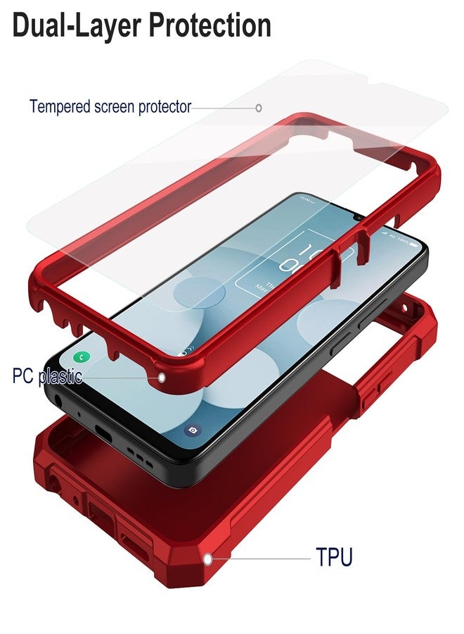 Ailiber جراب هاتف Ailiber لهاتف Jitterbug Smart 4، جراب TCL 505 مع واقي شاشة، حماية مزدوجة الطبقات، مصد TPU مقاوم للصدمات في الزوايا، غطاء سيليكون نحيف ومتين - أحمر - Image 3