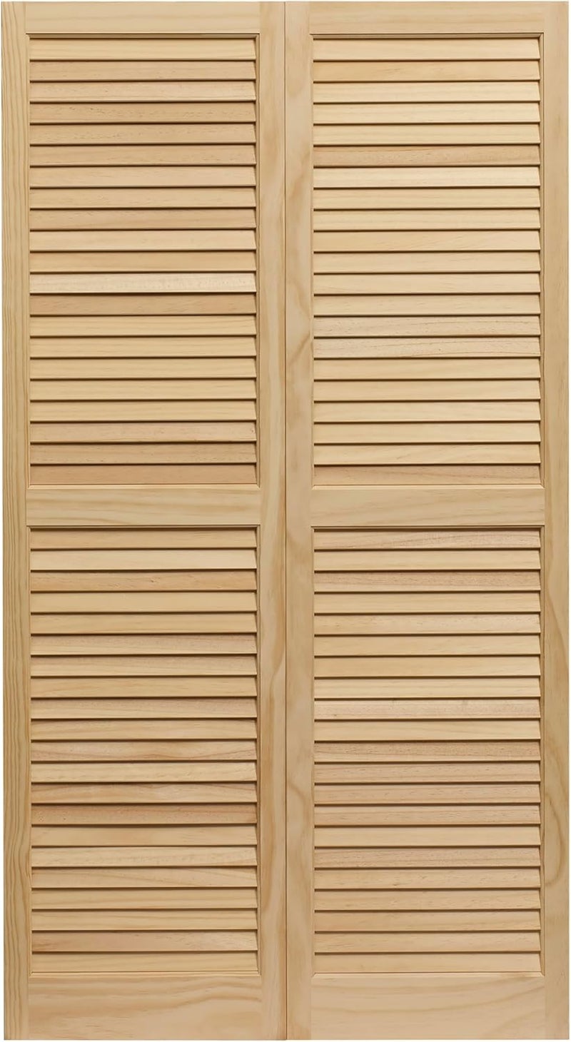 LTL Home Products ستائر نوافذ خارجية من الخشب الصلب SHL39، 15" × 39"، صنوبر غير مشطوب - Image 1