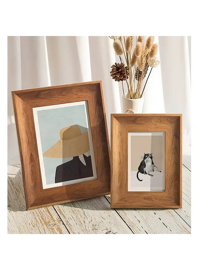 Wood Color 7 Inch Vintage Photo Frame Tabletop Wall Hanging Resin - Image 3