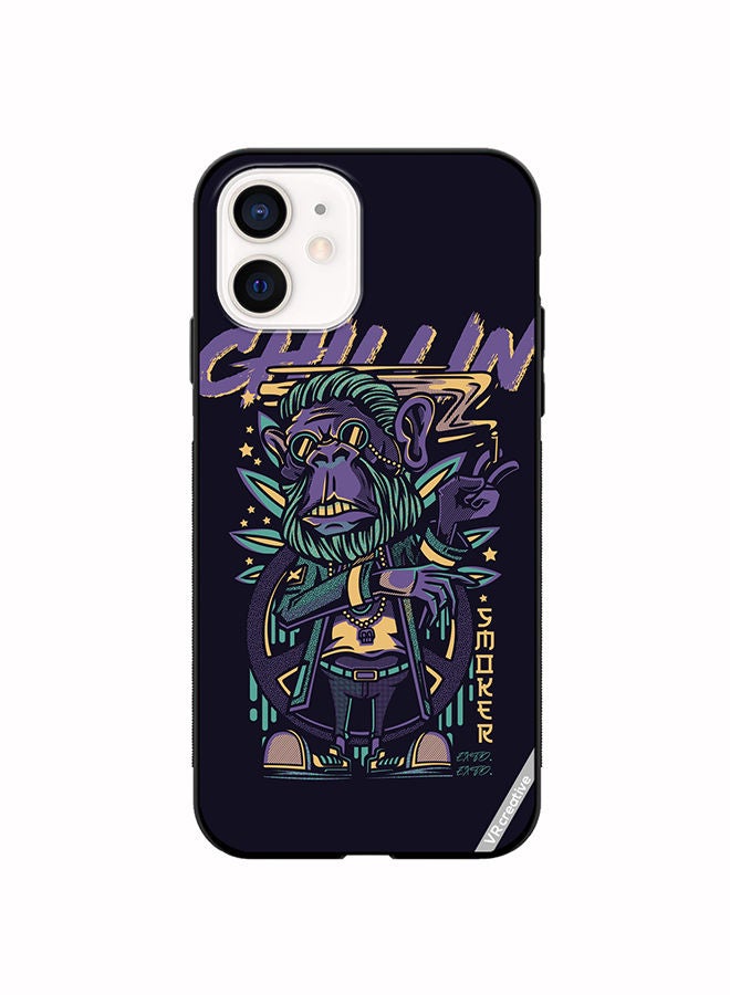 VR CREATIVE Protective Case Cover For Apple iPhone 12 Chillin Monkey Design Multicolour - Image 1