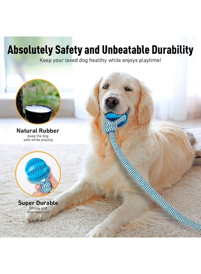 Coodipet Rope Tug & Treat Dog Toy Strong & Tough Blue Interactive & Enrichment toy for Boredom Puppy to Large Dogs Chew Pup Training Teething Dog Toys 2in1 - Image 4