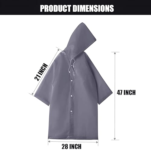 Pivalo EVA Waterproof Rain Coat Hooded Universal Outdoor Water Resistant Suit Portable Men Women Boys & Girls (Universal Size,1 Pc Grey) - Image 2
