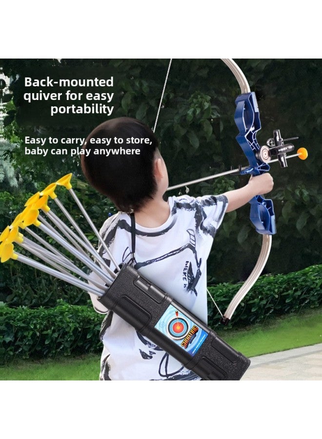 Children's Large Bow And Arrow Toy Suit Target Shooting Toy Suction Cup Arrow Target Outdoor Sports 6 Boys 8 To 12 Years Old-Color:Fully Equipped Version [9 Arrows + Quiver + Vertical Target]-Specifications:Large Dark Blue 102cm [infrared Auxiliary + Gloves]  - Image 5