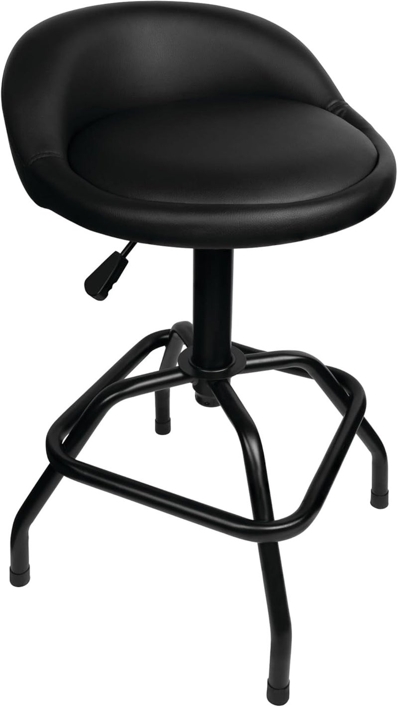 Performance Tool W85011 Pneumatic Swivel Bar Stool with Back Support, 360-Degree Swivel, Heavy Duty Steel Frame, Black - Image 1