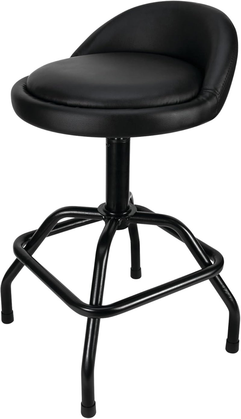 Performance Tool W85011 Pneumatic Swivel Bar Stool with Back Support, 360-Degree Swivel, Heavy Duty Steel Frame, Black - Image 3