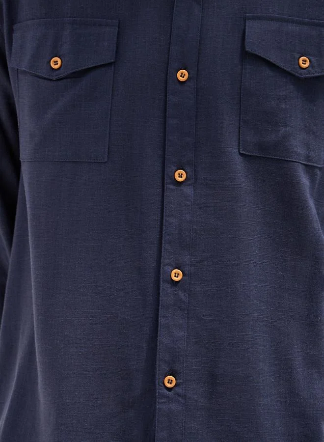 Styli Regular Fit Spread Collar Shirt with Chest Pockets