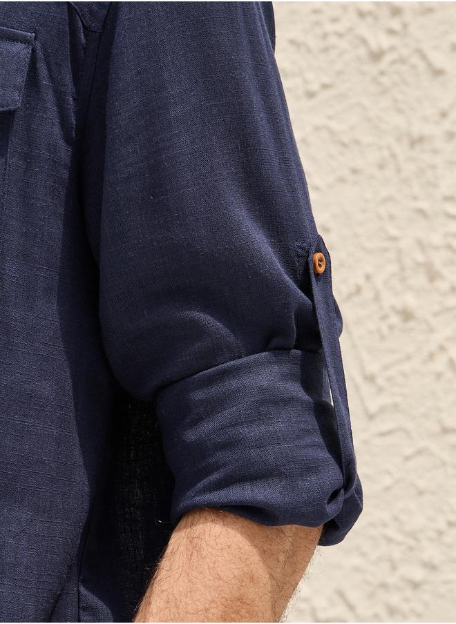 Styli Regular Fit Spread Collar Shirt with Chest Pockets  - Image 5
