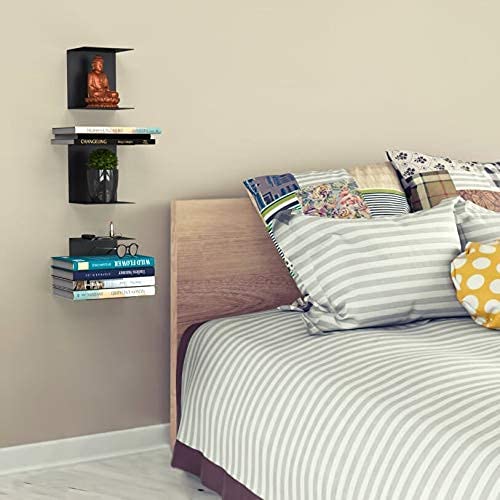 NICOYA Book Shelf Wall Mounted Metal Invisible Book Shelves 3 Piece Per Pack Compatible with Hard Cover Small and Medium Size Books Black - Image 2