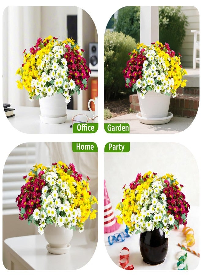 Aufind 12 Bundles Artificial Daisies Flowers Outdoor Fake Plants Fake Foliage Greenery Faux Plants for Graves Hanging Outside Planter Window Box Wedding Decoration - Image 3