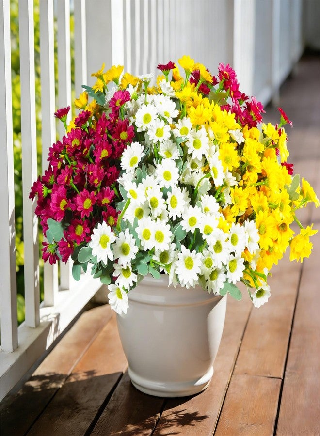 Aufind 12 Bundles Artificial Daisies Flowers Outdoor Fake Plants Fake Foliage Greenery Faux Plants for Graves Hanging Outside Planter Window Box Wedding Decoration - Image 5