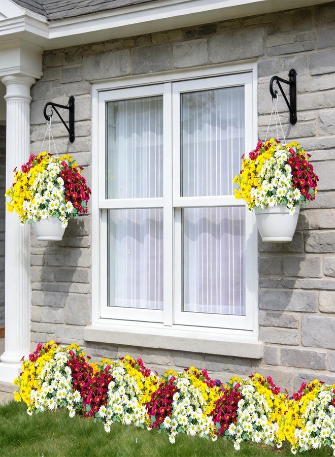 Aufind 12 Bundles Artificial Daisies Flowers Outdoor Fake Plants Fake Foliage Greenery Faux Plants for Graves Hanging Outside Planter Window Box Wedding Decoration - Image 4
