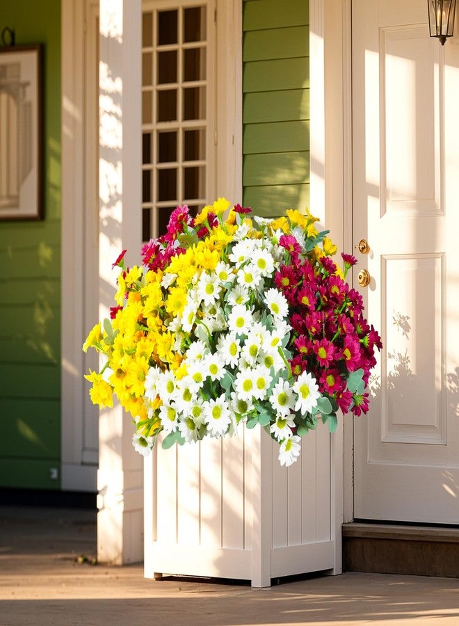 Aufind 12 Bundles Artificial Daisies Flowers Outdoor Fake Plants Fake Foliage Greenery Faux Plants for Graves Hanging Outside Planter Window Box Wedding Decoration - Image 2