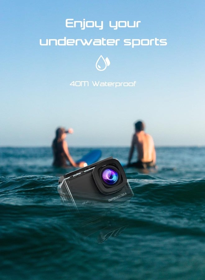 Apexcam 4K 60FPS 64MP EIS WiFi Action Camera with 64GB Memory Card Waterproof Underwater Camera 40M Sport Camera 2.0'LCD 2.4G Remote Control 2X1350mAh Batteries and Multiple accessorie - Image 5