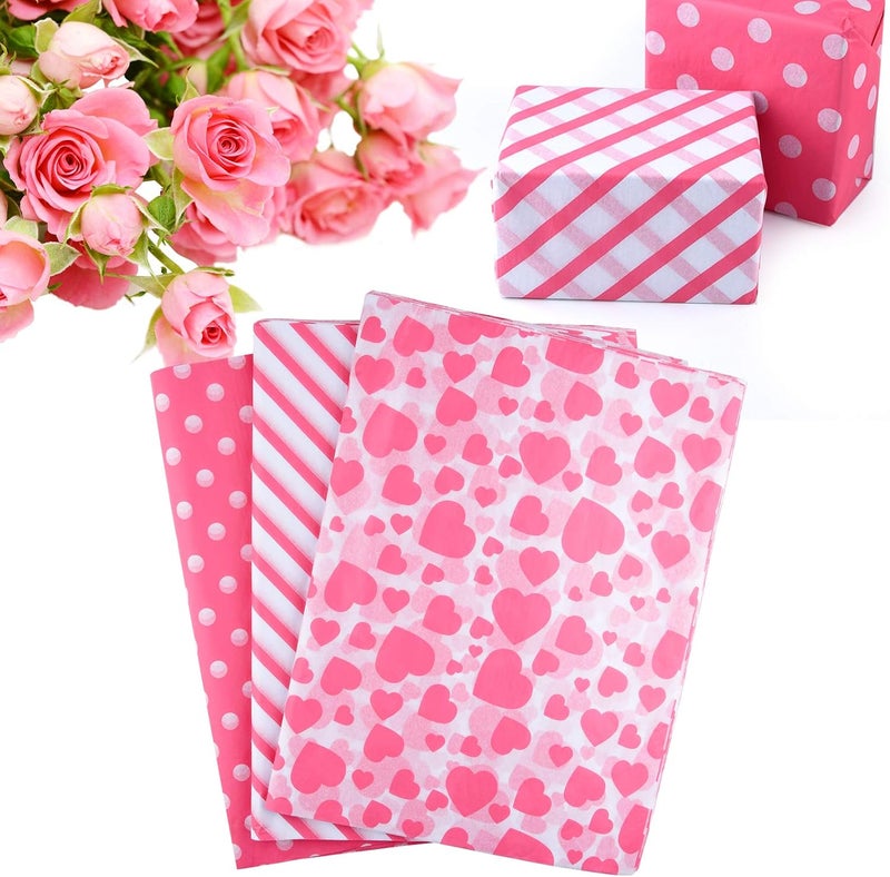 PLULON 60 ورقة من ورق التواليت الوردي لعيد الحب بالجملة، لأكياس الهدايا ورق التواليت للأغراض المنزلية والمطبخ والحرف، ملحقات التغليف - Image 1