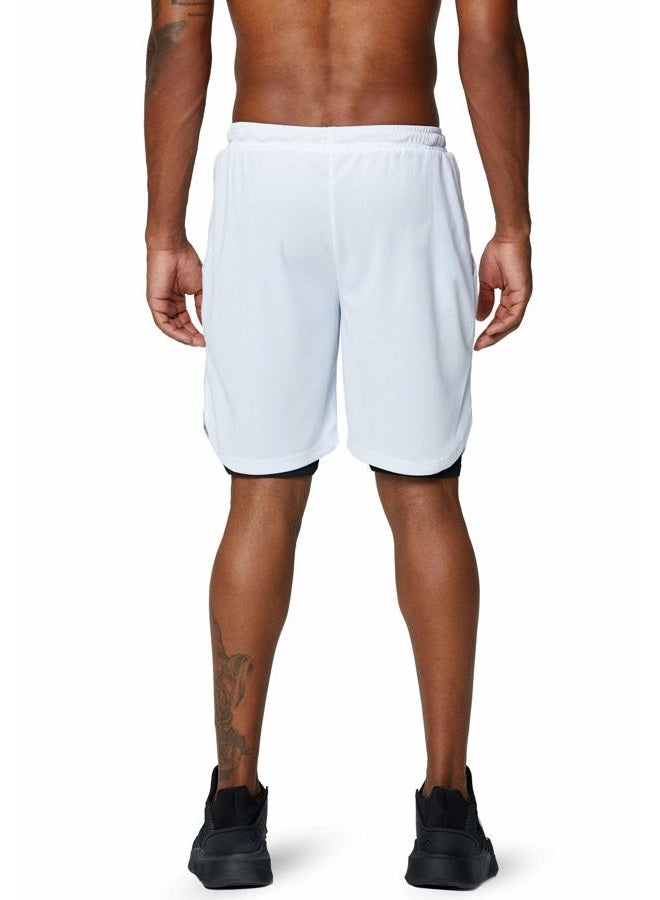 Pinkbomb Men's 2 in 1 Running Shorts Gym Workout Quick Dry Mens Shorts with Phone Pocket (White, X-Large), White, XL - Image 5