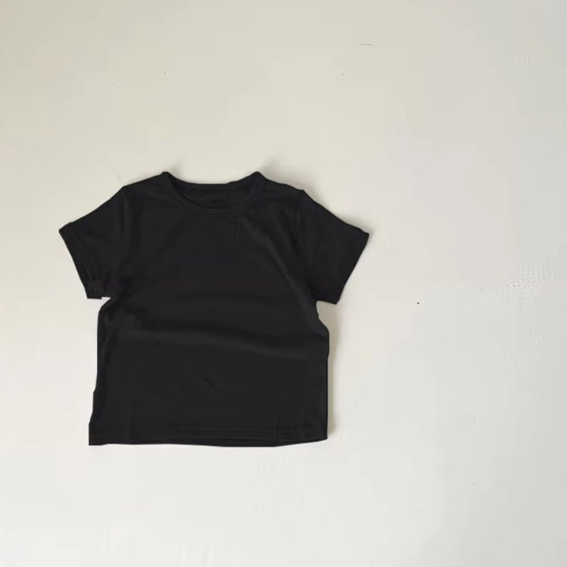 Children'S Summer Thin Modal Short-Sleeved T-Shirt Boys And Girls Summer Solid Color Half-Sleeved T-Shirt Baby'S Summer Trendy Top - Image 1