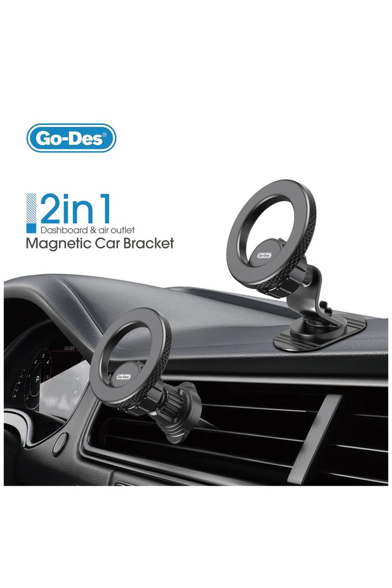 GO-DES 2in1 Magnetic Car Phone Holder Dashboard Air Vent Mount Magsafe Strong Magnet 360 Rotation - Image 2