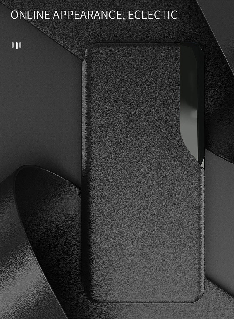 Wtech Samsung Galaxy A36 5G 2024 / Samsung Galaxy A56 5G 2025 Smart Mirror Window Flip Phone Case Auto Sleep Wake Cover (MCFLSN) - Black - Image 2