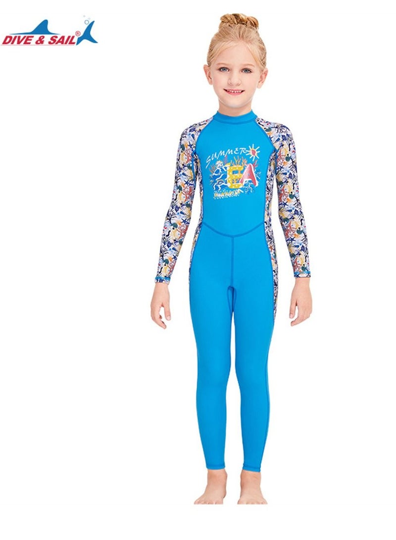 DIVE & SAIL Keep Warm Children Diving Suit Three-layer High Elastic Wetsuit For Boys Blue - Image 1