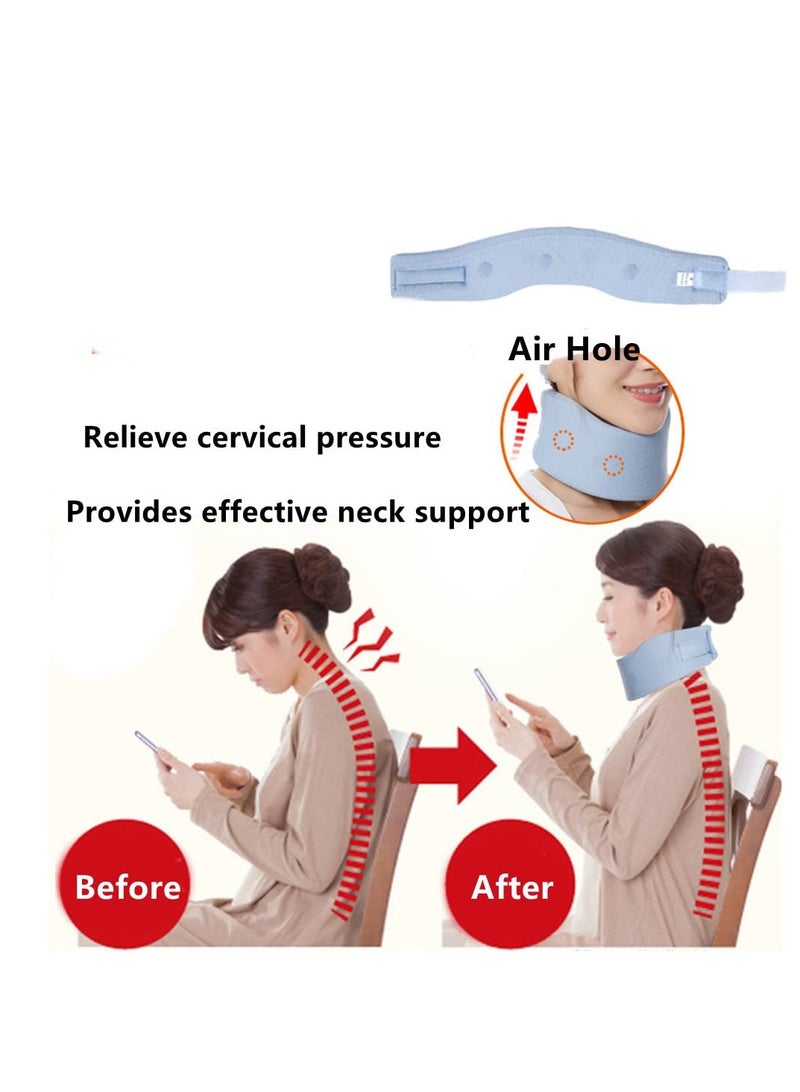 Excefore Neck Brace for Neck Pain and Support, Memory Foam Neck Brace Cervical Collar, Soft Foam Cervical Collar for Sleeping, Adjustable Neck Support Brace for Working with Head Down, L, Blue - Image 2
