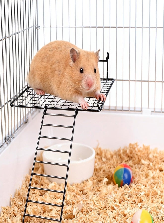 TTFdacai 4 Pcs Sugar Glider Supplies Cage Accessories, Hamster Stainless Steel Platform with Climbing Ladder, Rat Climbing Toys for Cage for Squirrel Hamsters Guinea Pig Small Animal - Image 3