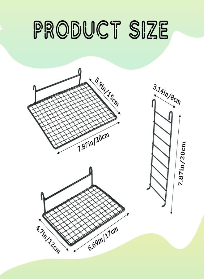 TTFdacai 4 Pcs Sugar Glider Supplies Cage Accessories, Hamster Stainless Steel Platform with Climbing Ladder, Rat Climbing Toys for Cage for Squirrel Hamsters Guinea Pig Small Animal - Image 2
