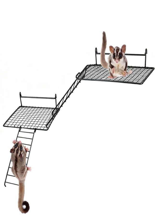 TTFdacai 4 Pcs Sugar Glider Supplies Cage Accessories, Hamster Stainless Steel Platform with Climbing Ladder, Rat Climbing Toys for Cage for Squirrel Hamsters Guinea Pig Small Animal - Image 1
