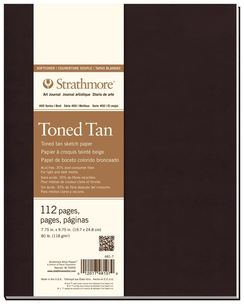 Strathmore 481-7 400 Series Softcover Toned Tan Art Sketch Journal, 7.75"x9.75", 56 Sheets - Image 1