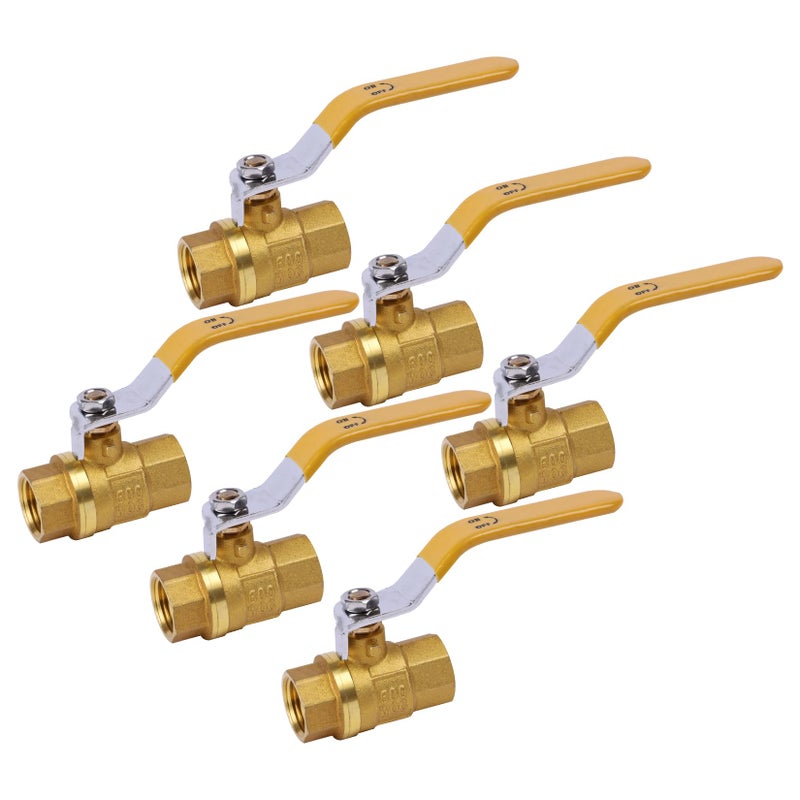 YADIAN 6 Pack 12 Brass Ball Valve NPT Threaded Heavy Duty Full Port Ball Valve 12 inch Water Shut Off Valve with Female Thread NPT Connector 150 PSI WSP 600 PSI WOG 12 Inch NPT Pack of 6 - Image 2