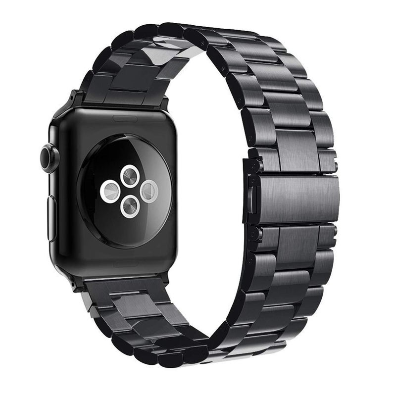 Simpeak Band Compatible with Apple Watch 38mm 40mm Series 6 SE 5 4 3 2 1, Women Men Solid Stainless Steel Business Band Strap Replacement for iWatch 38 40, Black - Image 1