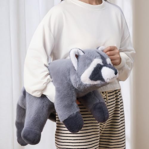 Labauxite Raccoon Plush Raccoon Stuffed Animals Cute Plush Toys Realistic Raccoons Body Pillow Hug Sleeping Fluffy Animal Toys for Kids Bed Decor Plushie Doll Birthday Gift 255in - Image 3