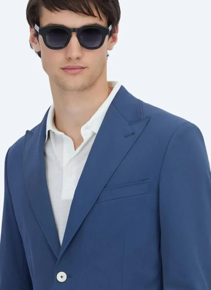 كيب جاكيت أزرق سادة بتصميم عصري