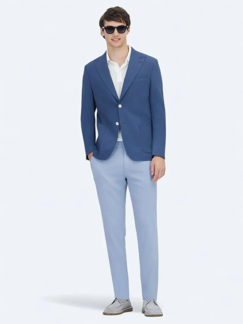 كيب جاكيت أزرق سادة بتصميم عصري