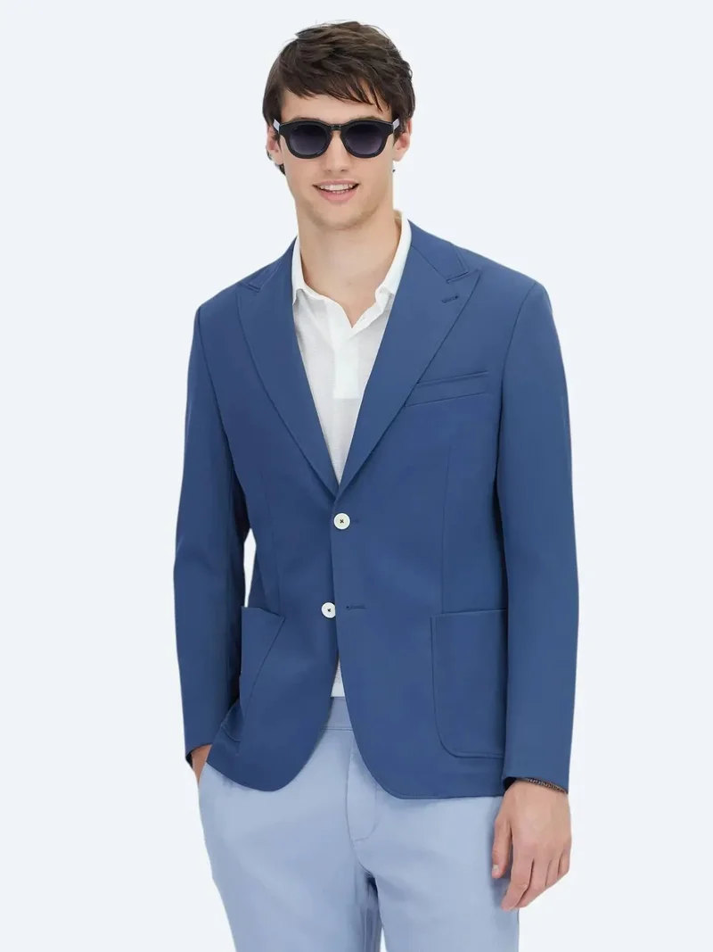 Kip Solid Blue Modern Fit Jacket
