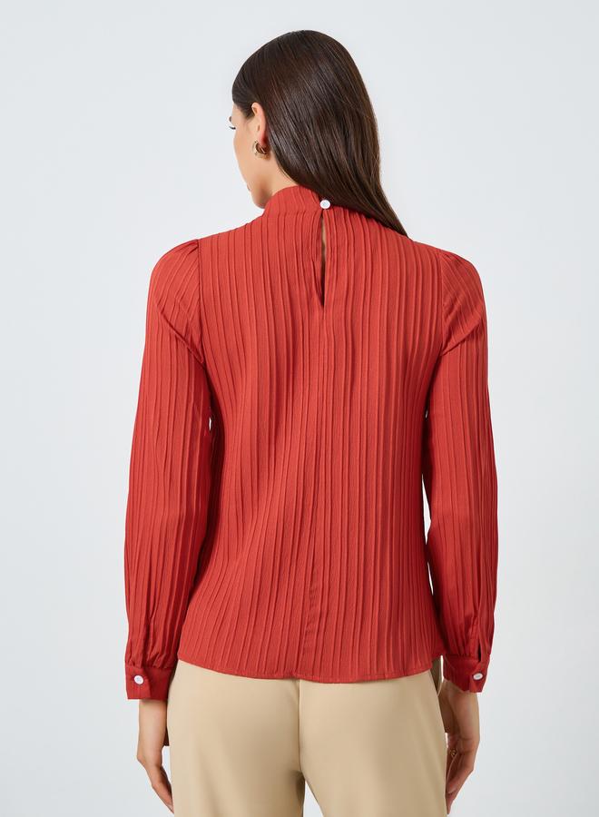 Take Two Textured Pleated Puff Sleeve Top - Image 5