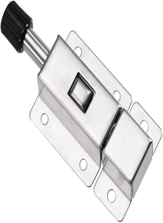 SWANKK Stainless Steel Spring-Loaded Door Bolt Lock, Double-Ended Automatic Slide Bolt Latch with Screws for Gate, Window and Cabinet (1, Silver) - Image 1