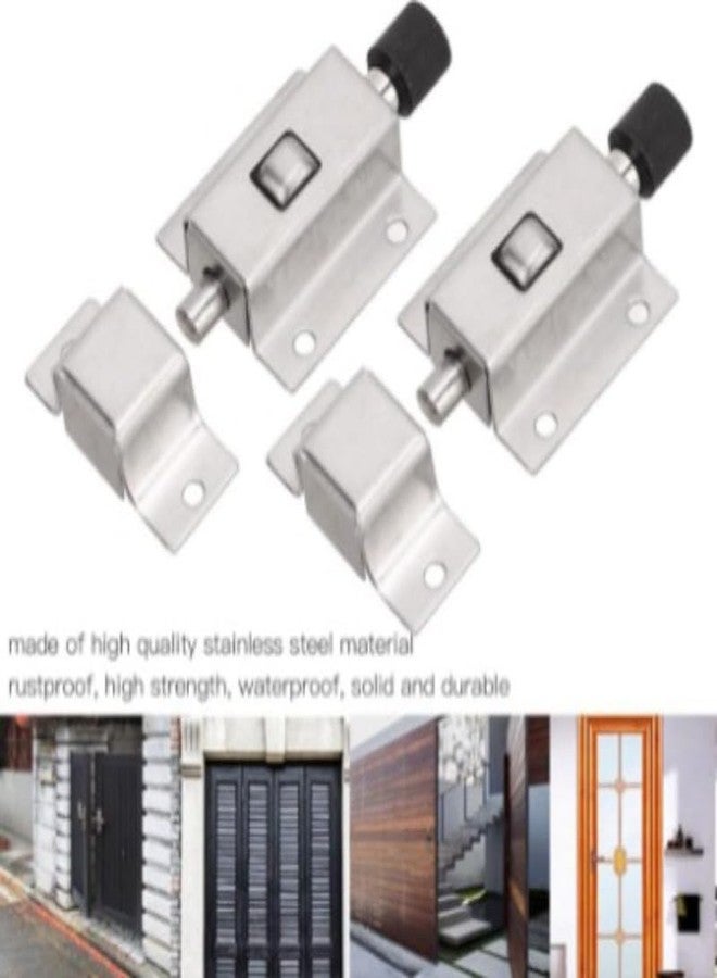 SWANKK Stainless Steel Spring-Loaded Door Bolt Lock, Double-Ended Automatic Slide Bolt Latch with Screws for Gate, Window and Cabinet (1, Silver) - Image 3