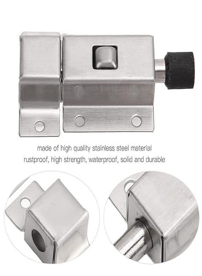 SWANKK Stainless Steel Spring-Loaded Door Bolt Lock, Double-Ended Automatic Slide Bolt Latch with Screws for Gate, Window and Cabinet (1, Silver) - Image 2