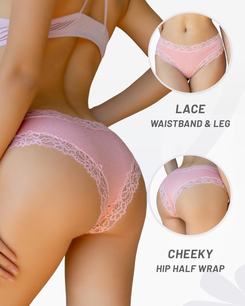 FINETOO Cotton Underwear for Women Sexy Panties Lace Hipster Low Rise Breathable mom gifts lounge sets girlfriend wife friendship Valentine party office teacher organic mesh granny anti camel toe - Image 4