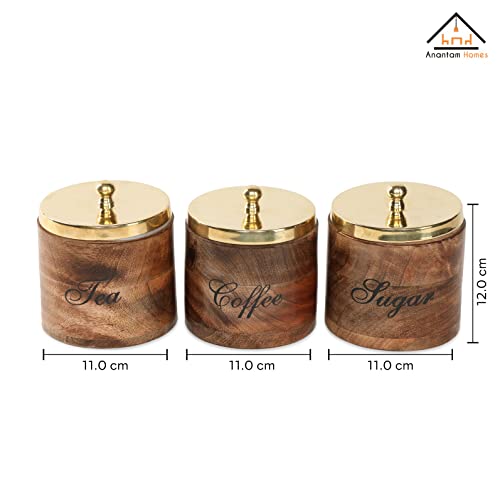 Anantam Homes Decorative Quoted Mango Wood Canister Sets Airtight with Lids Storage Container for Coffee Tea Sugar Kitchen Counter Top, Set of 3 - Image 3