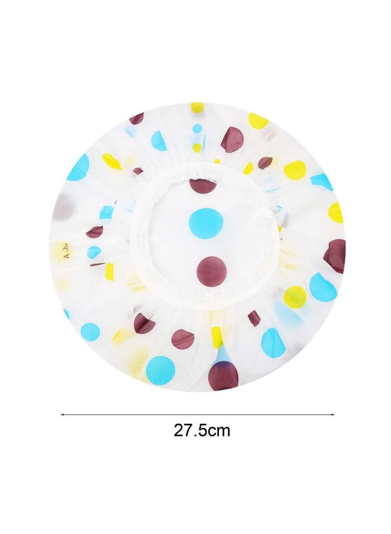 KHAJUL Shower Caps, 5 Pcs Waterproof Bath Caps Plastic Reusable Shower Caps Elastic Band Bath Hair Hat for Women Ladies Spa Salon（Random color） - Image 2