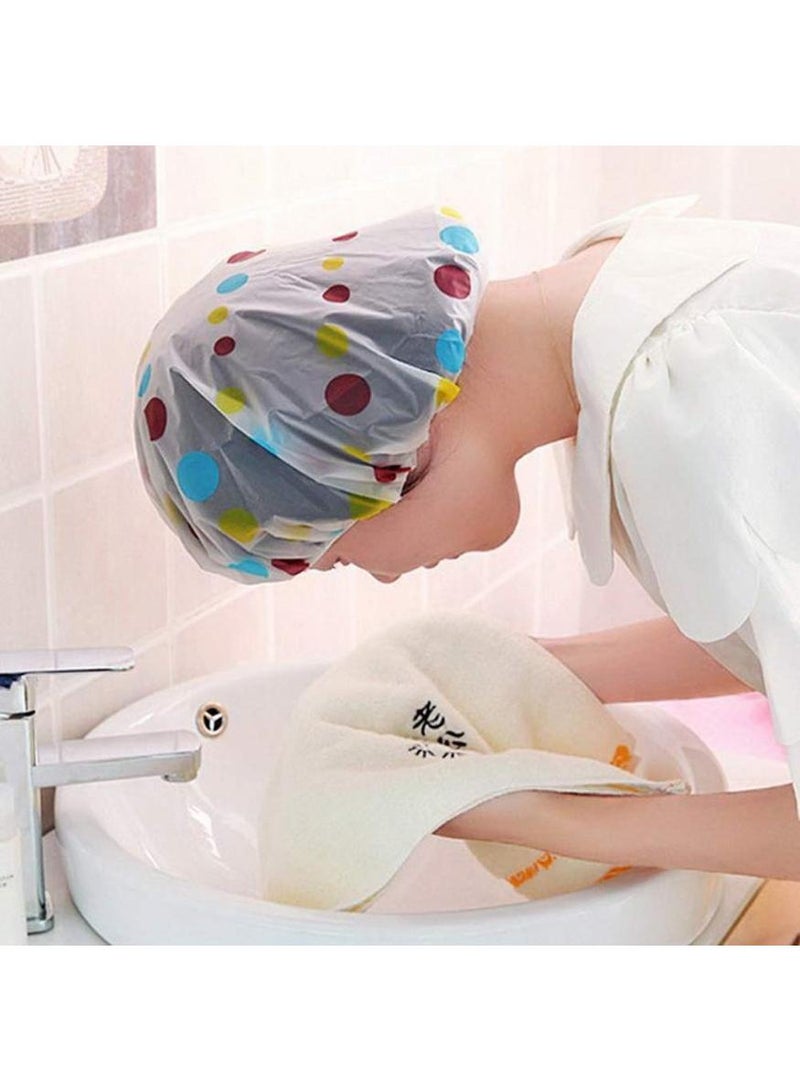 KHAJUL Shower Caps, 5 Pcs Waterproof Bath Caps Plastic Reusable Shower Caps Elastic Band Bath Hair Hat for Women Ladies Spa Salon（Random color） - Image 3