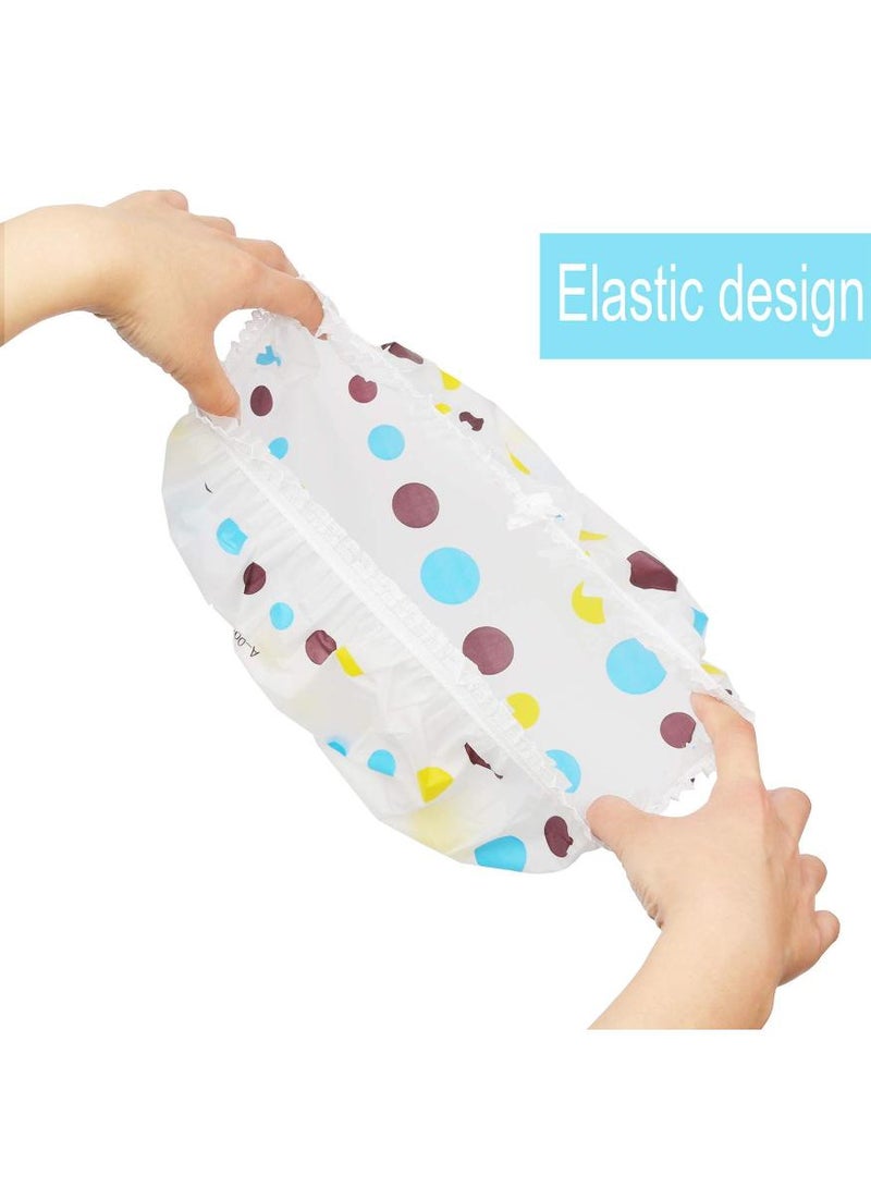 KHAJUL Shower Caps, 5 Pcs Waterproof Bath Caps Plastic Reusable Shower Caps Elastic Band Bath Hair Hat for Women Ladies Spa Salon（Random color） - Image 5