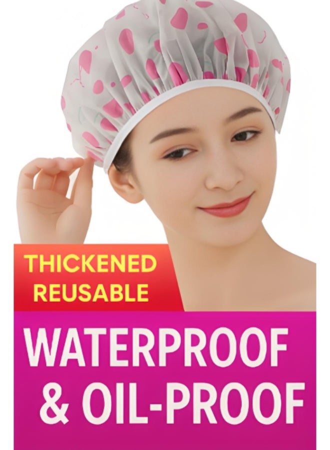 KHAJUL Shower Caps, 5 Pcs Waterproof Bath Caps Plastic Reusable Shower Caps Elastic Band Bath Hair Hat for Women Ladies Spa Salon（Random color） - Image 4