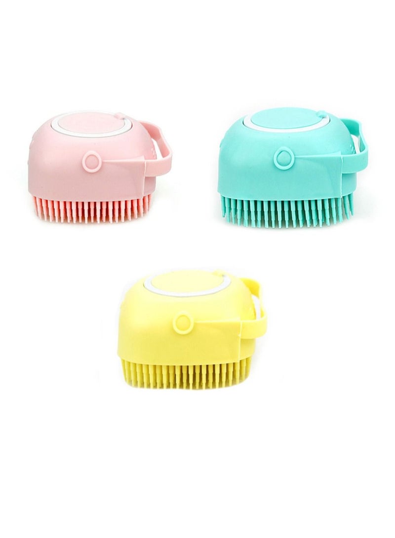 AS SEEN ON TV فرشاة استحمام من السيليكون 2 في 1 مع موزع شامبو للنساء، مجموعة من 3 قطع - Image 1