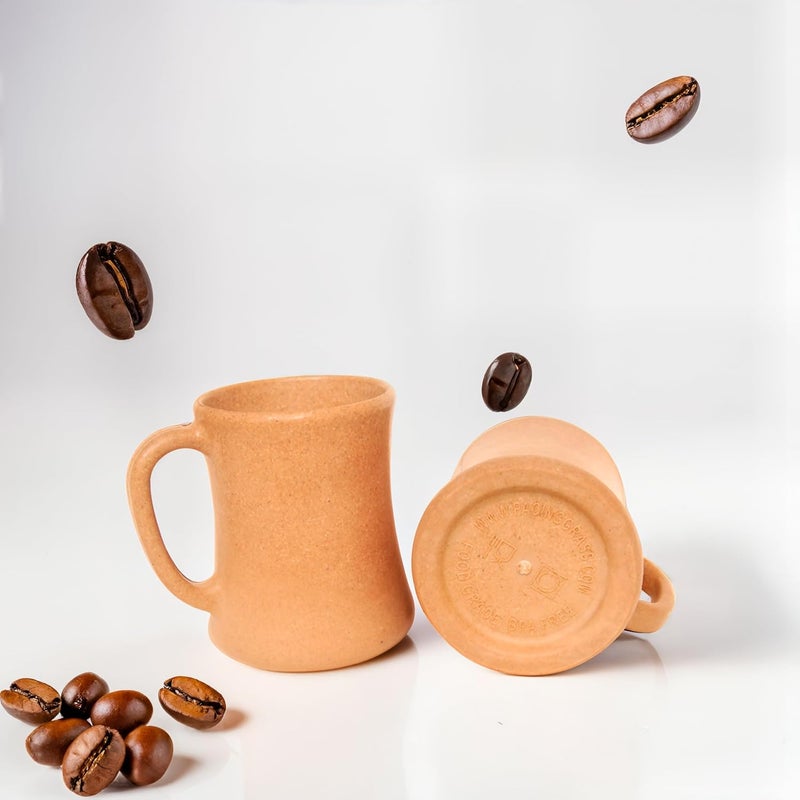 Pacing Grass Bamboo BioComposite Coffee Mug Set of 2 300ml Matte Finish Microwave Safe Rice Husk Bamboo Fiber Ideal for Hot Cold Coffee Tea Milk Durable EcoFriendly - Image 1