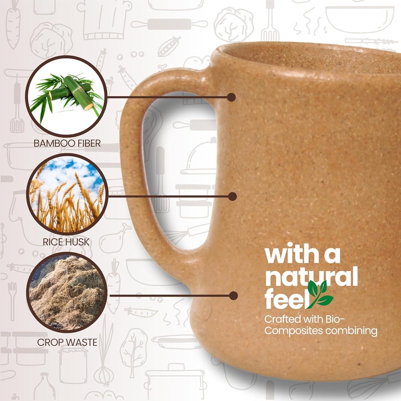 Pacing Grass Bamboo BioComposite Coffee Mug Set of 2 300ml Matte Finish Microwave Safe Rice Husk Bamboo Fiber Ideal for Hot Cold Coffee Tea Milk Durable EcoFriendly - Image 2