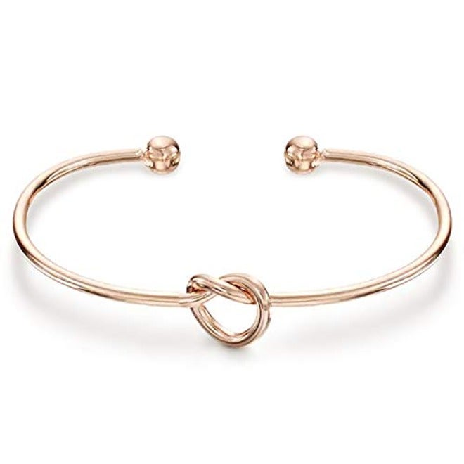 PAVOI 14K Gold Plated Forever Love Knot Infinity Bangle Bracelets for Women | Gold Bangle Bracelet for Women
