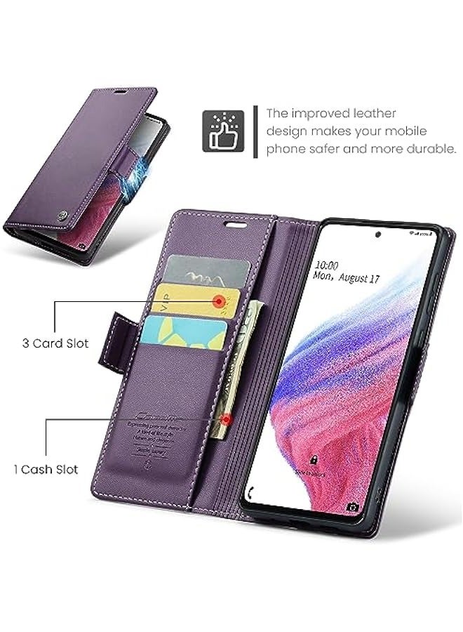 Samsung Galaxy A53 5G RFID Blocking Wallet Case - Purple - Image 3