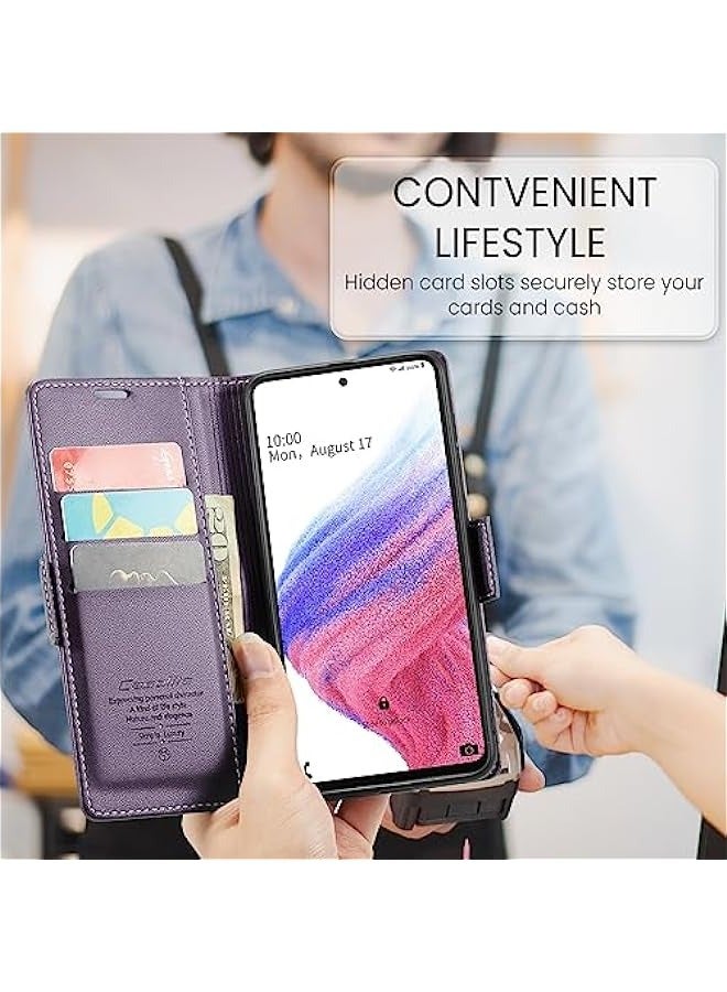 Samsung Galaxy A53 5G RFID Blocking Wallet Case - Purple - Image 5